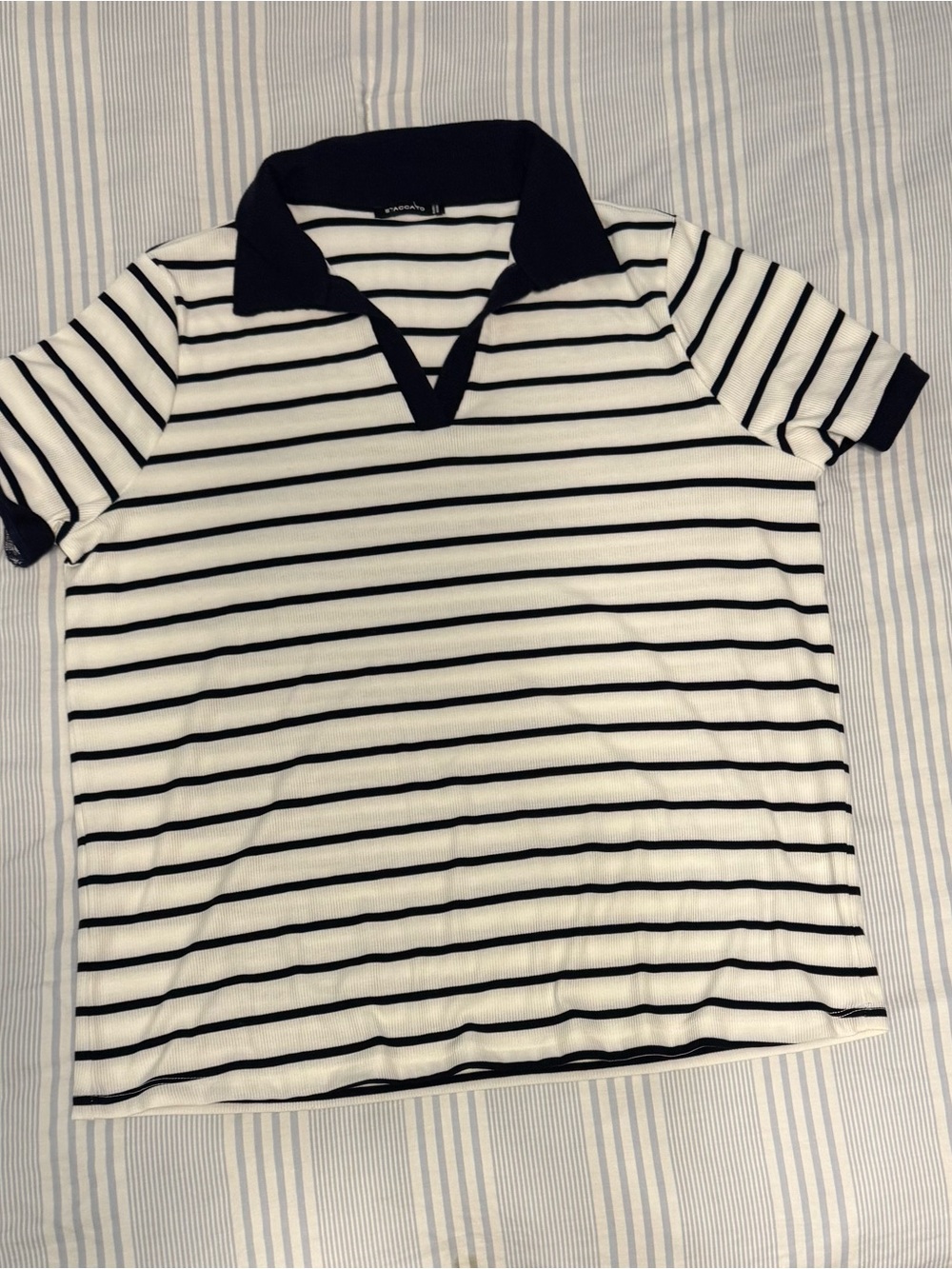 Women’s Striped Polo Top - Navy & White